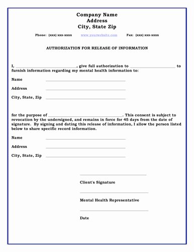 Information Release form Template Best Of Vstvnfkclbsv Standard Release Of Information form