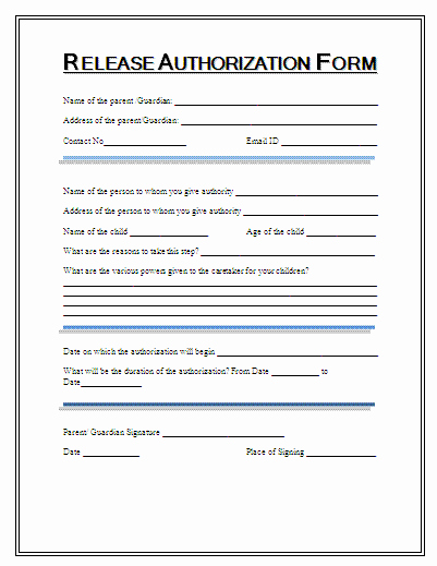 Information Release form Template Inspirational Information Release Authorization form