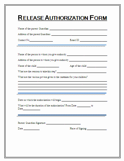 information release authorization form