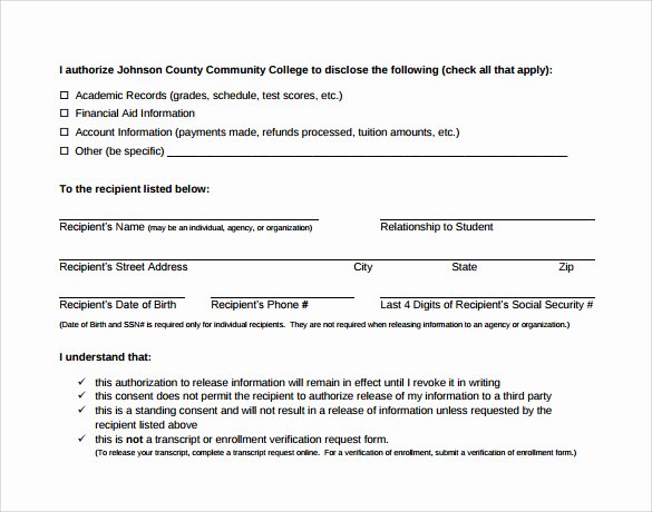 Information Release form Template Inspirational Sample Release Information form 8 Download Free