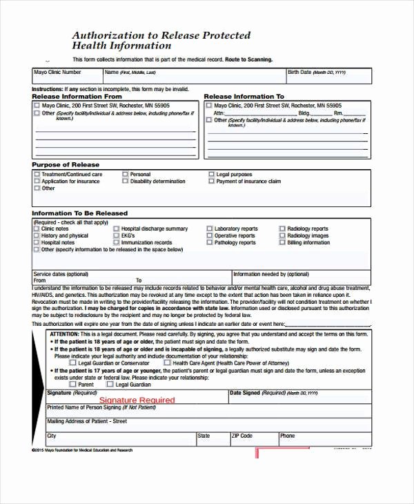 Information Release form Template Unique Free 38 Release form Templates