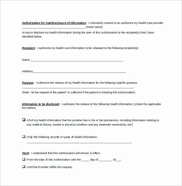 Information Release form Template Unique Generic Medical Record Release form 10 Free Samples