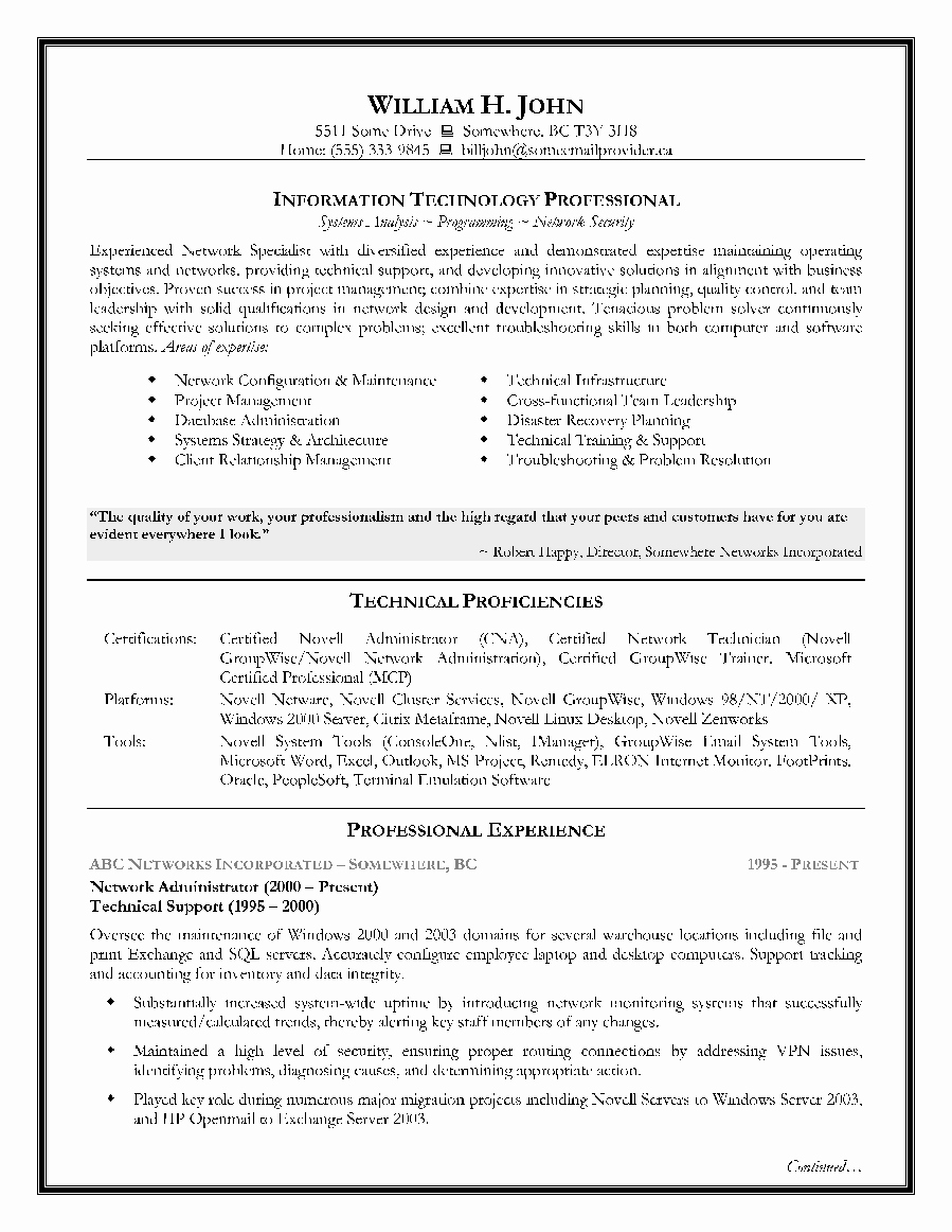 Information Technology Resume Template Beautiful Information Technology Resume Template