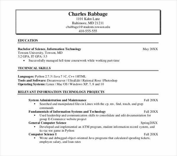 Information Technology Resume Template Best Of 10 Printable Information Technology Resume Templates