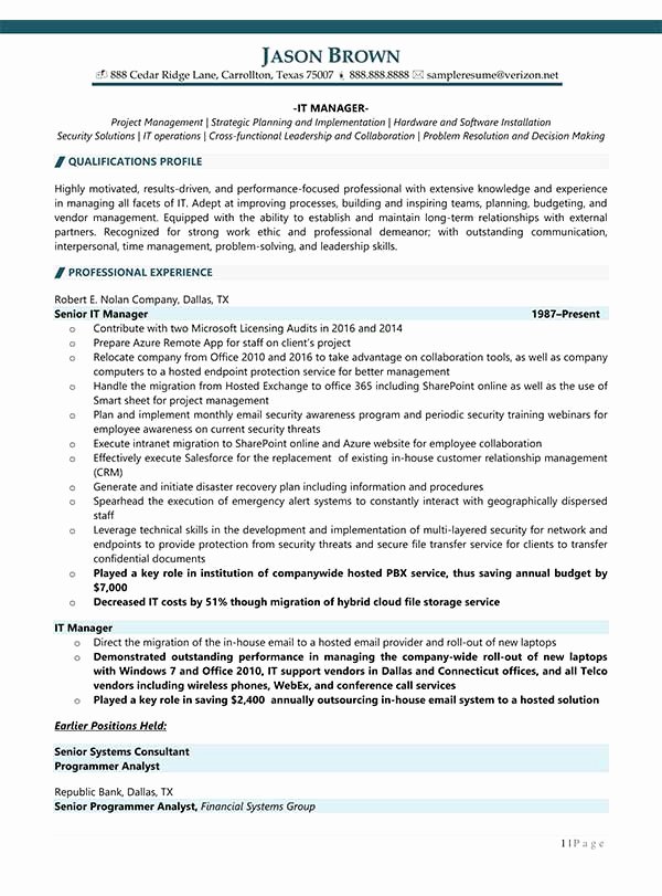 Information Technology Resume Template Best Of Information Technology Resume Examples