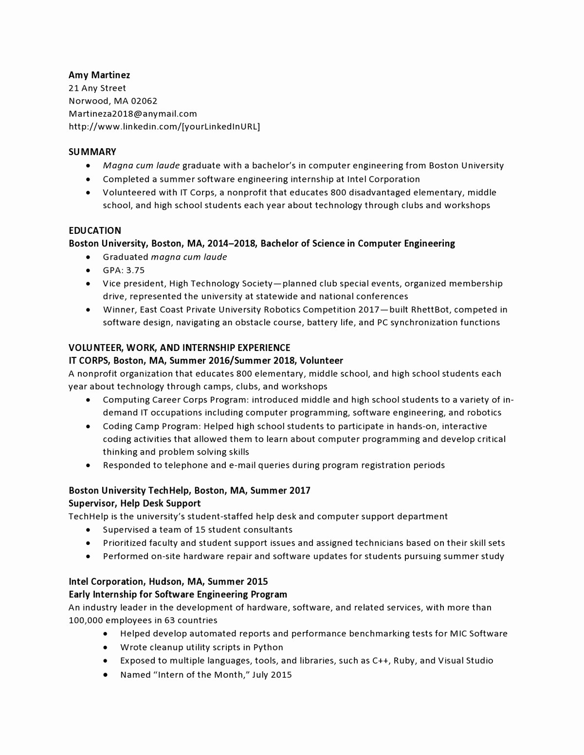 Information Technology Resume Template New Information Technology Entry Level