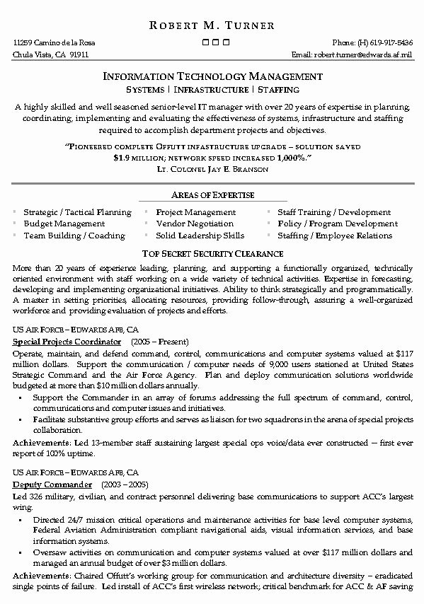 Information Technology Resume Template Unique Information Technology Management Resume Example It