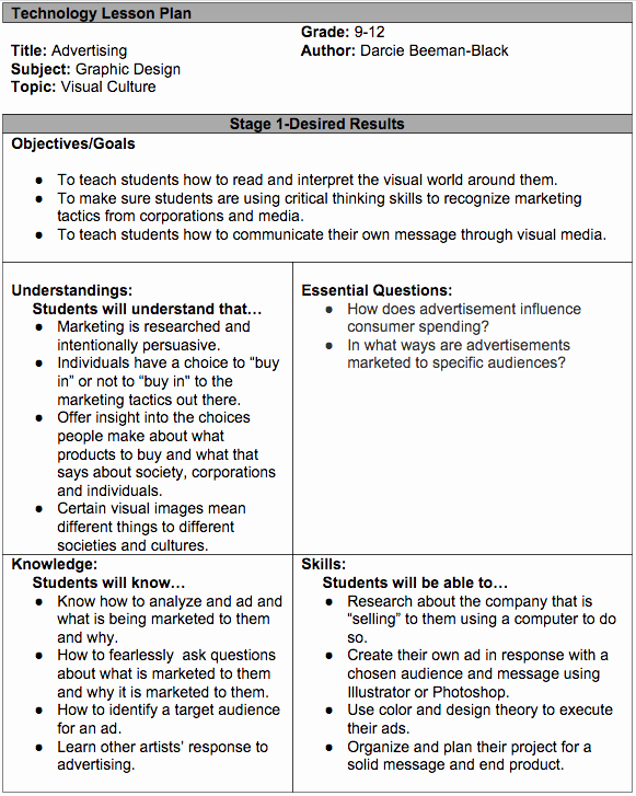 Integrated Lesson Plan Template Lovely Technology Lesson Plan Darcie Beeman Black