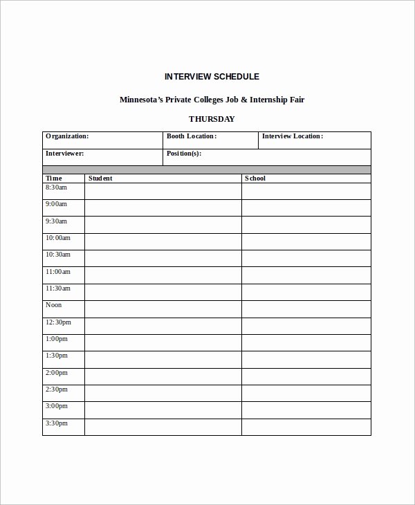 Interview Schedule Template Excel Awesome Sample Interview Schedule Template 13 Free Documents