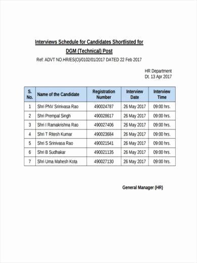 Interview Schedule Template Excel Best Of Free 50 Printable Schedule Template In Pdf Word