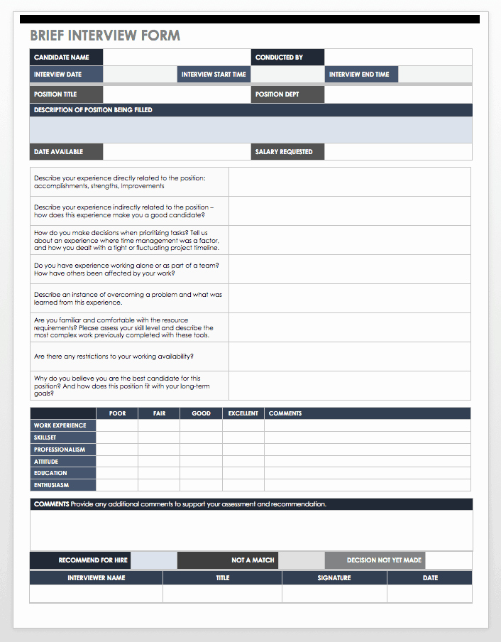 Interview Schedule Template Excel Best Of Free Interview Templates and Scorecards