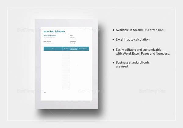 Interview Schedule Template Excel Fresh Sample Interview Schedule Template 13 Free Documents