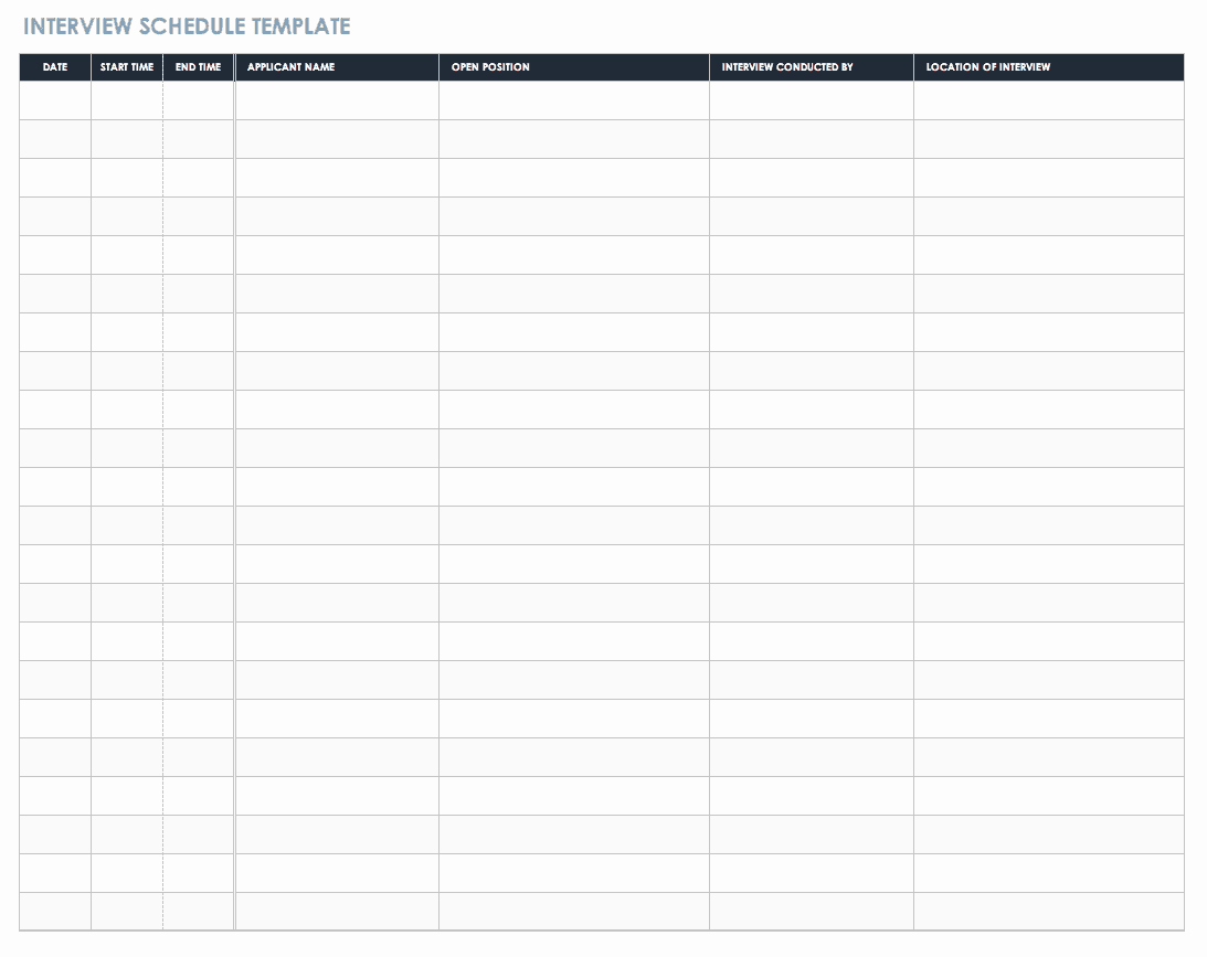 Interview Schedule Template Excel New Free Interview Templates and Scorecards