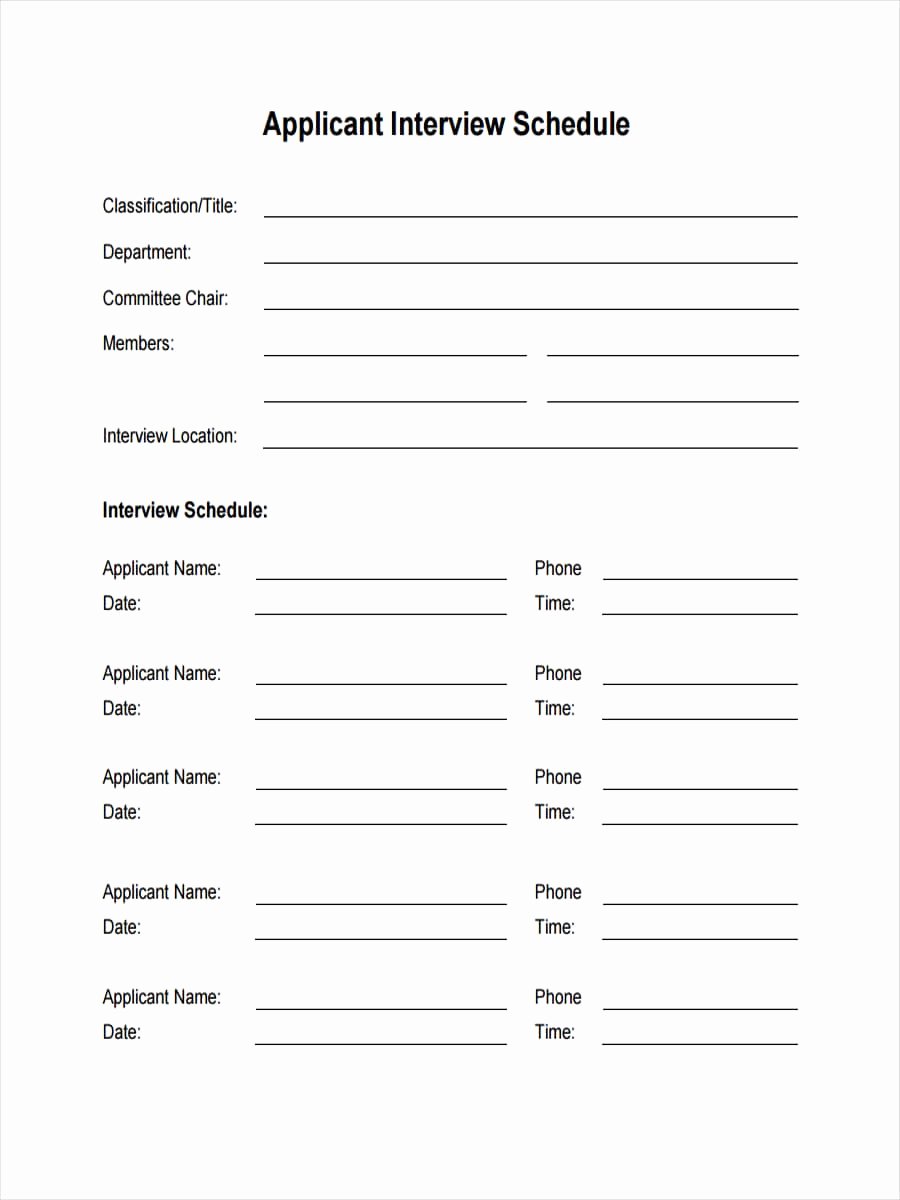 Interview Schedule Template Excel Unique Free 17 Interview Schedule Examples &amp; Samples In Pdf