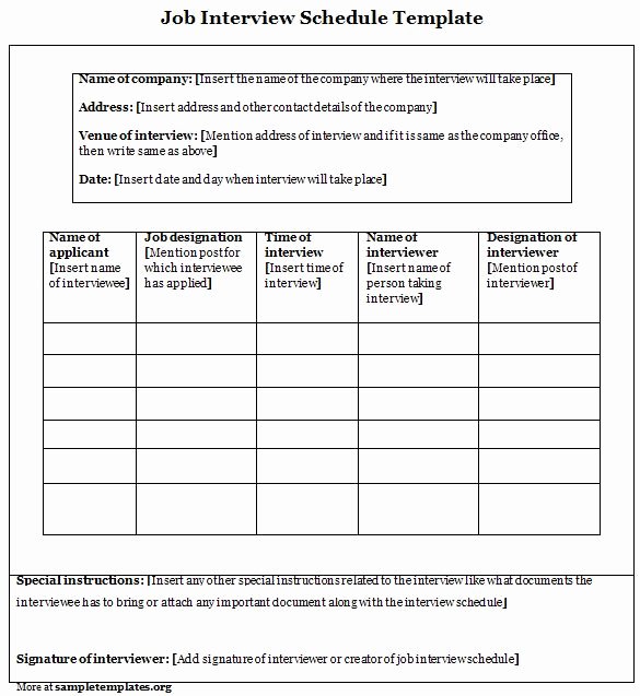 Interview Schedule Template Excel Unique Schedule Template for Job Interview Example Of Job