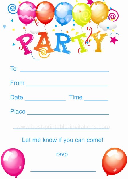 Kids Party Invitation Template Beautiful Kids Birthday Party Invites