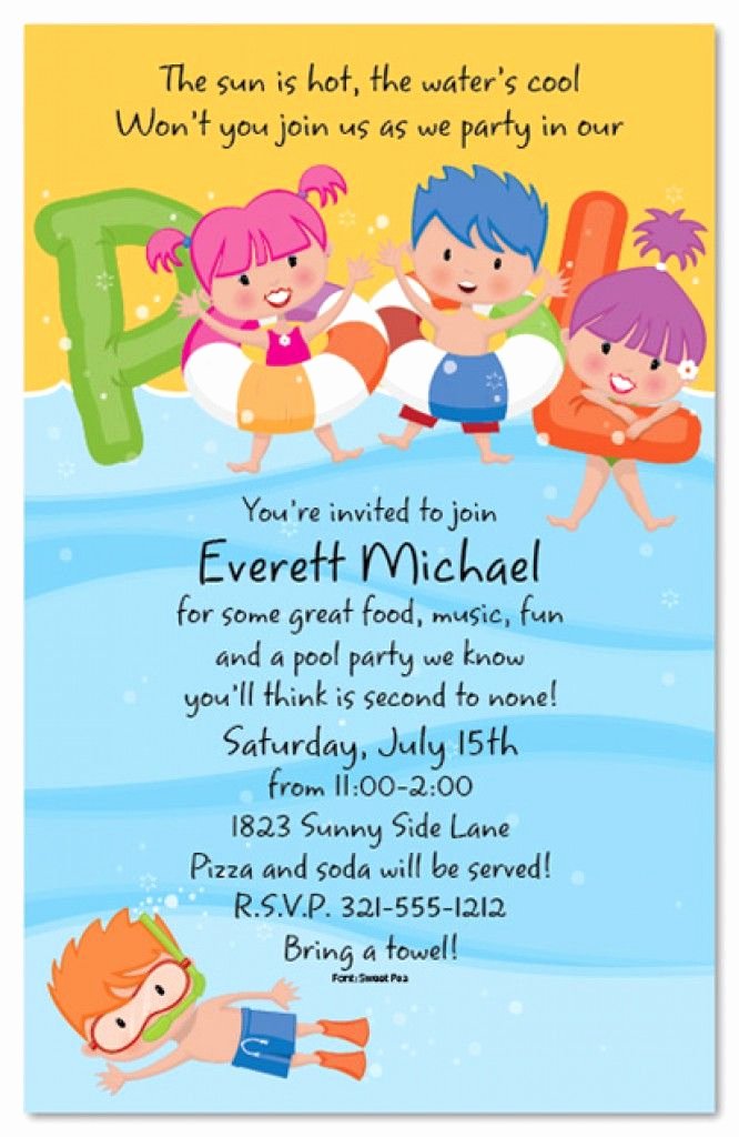 Kids Party Invitation Template Lovely Free Printable Kids Pool Party Invitations Templates 4