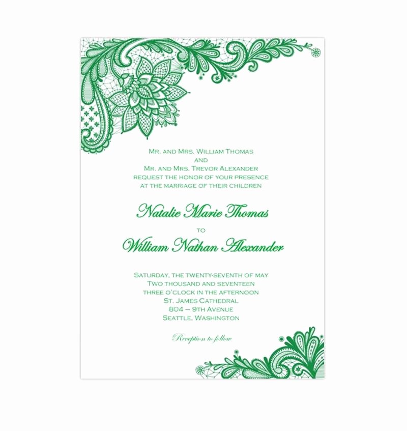 Lace Wedding Invitation Template Awesome Vintage Lace Wedding Invitation Emerald Green Wedding