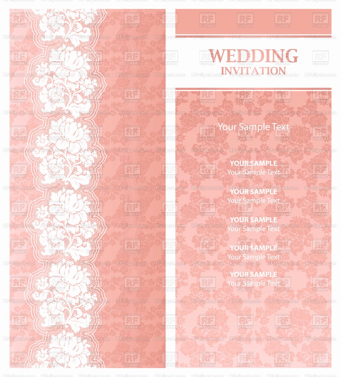 Lace Wedding Invitation Template Fresh Pink Wedding Invitation Template with Floral Lace Vector