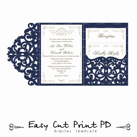 Lace Wedding Invitation Template Fresh Wedding Invitation Set Of Tri Fold Lace Pocket Envelope 5x7