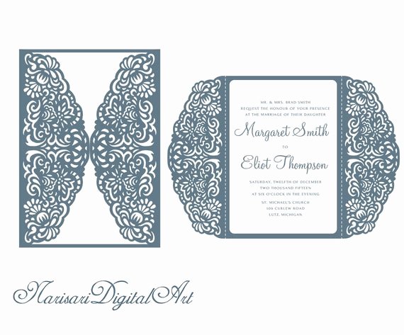 Lace Wedding Invitation Template Lovely Laser Cut Lace Wedding Invitation Template 5x7 Gate Fold