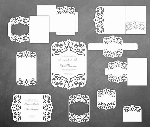 Lace Wedding Invitation Template Luxury Set Lace Wedding Invitation Templates Pocket Gate Fold