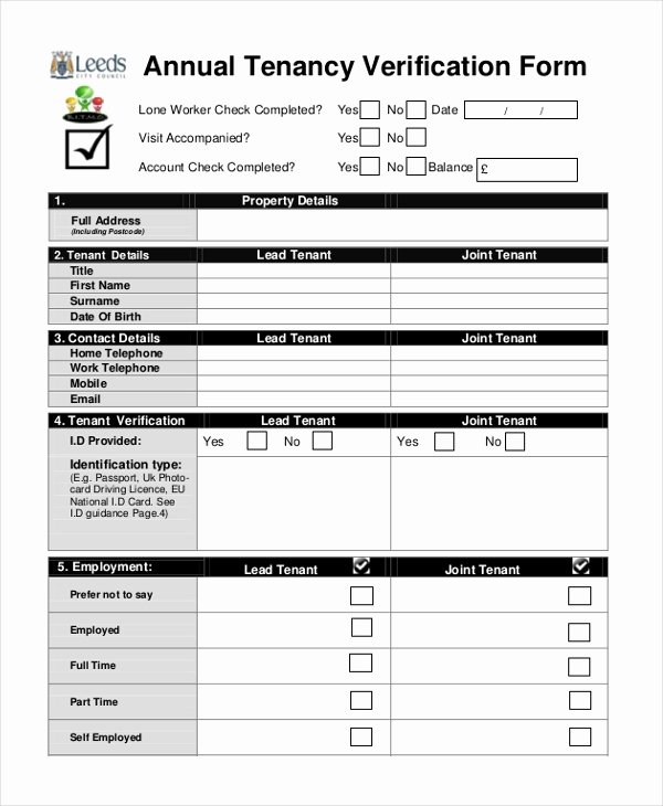 Landlord Verification form Template Beautiful Free 8 Sample Tenant Verification forms