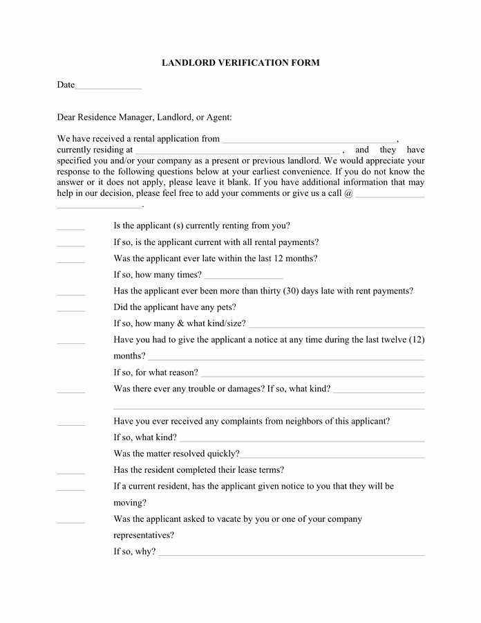 Landlord Verification form Template Beautiful Landlord Inventory Template Free Documents for