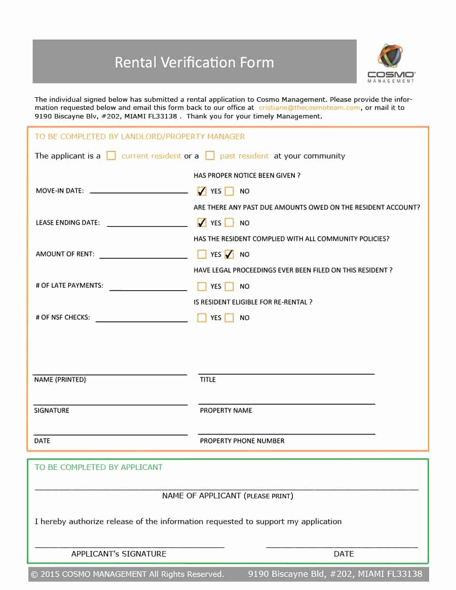 Landlord Verification form Template Best Of 29 Rental Verification forms for Landlord or Tenant