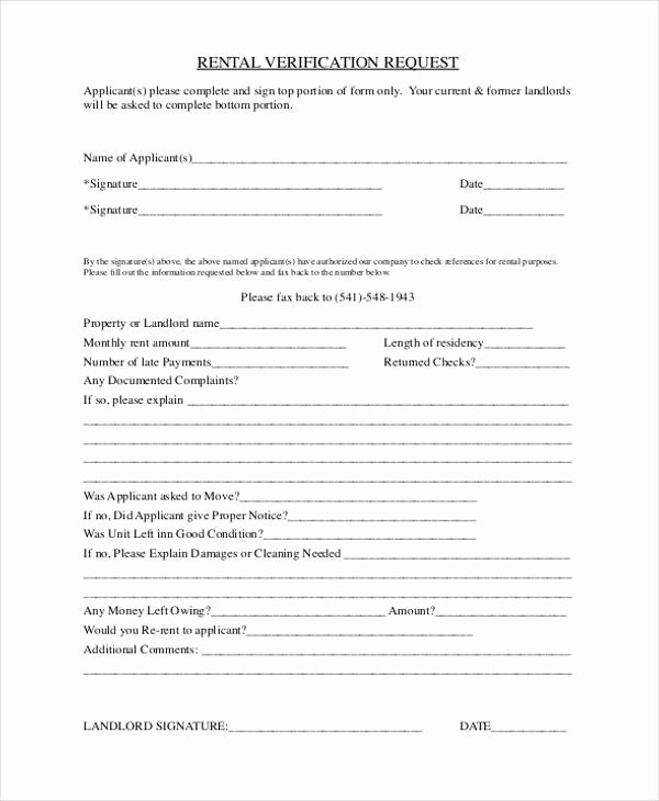 Landlord Verification form Template Best Of Free 33 Verification form Templates