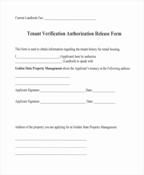 Landlord Verification form Template Fresh Verification Rental form Printable Rental Reference