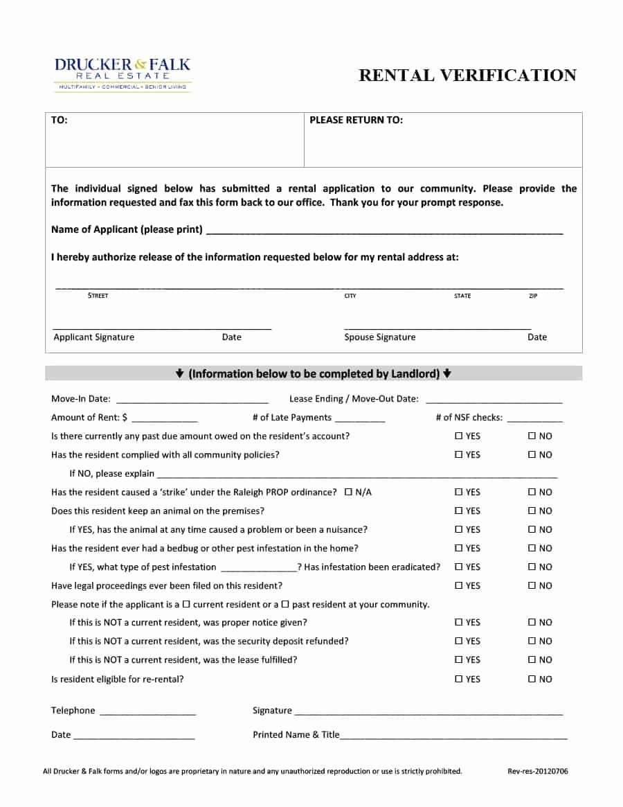 Landlord Verification form Template New 29 Rental Verification forms for Landlord or Tenant