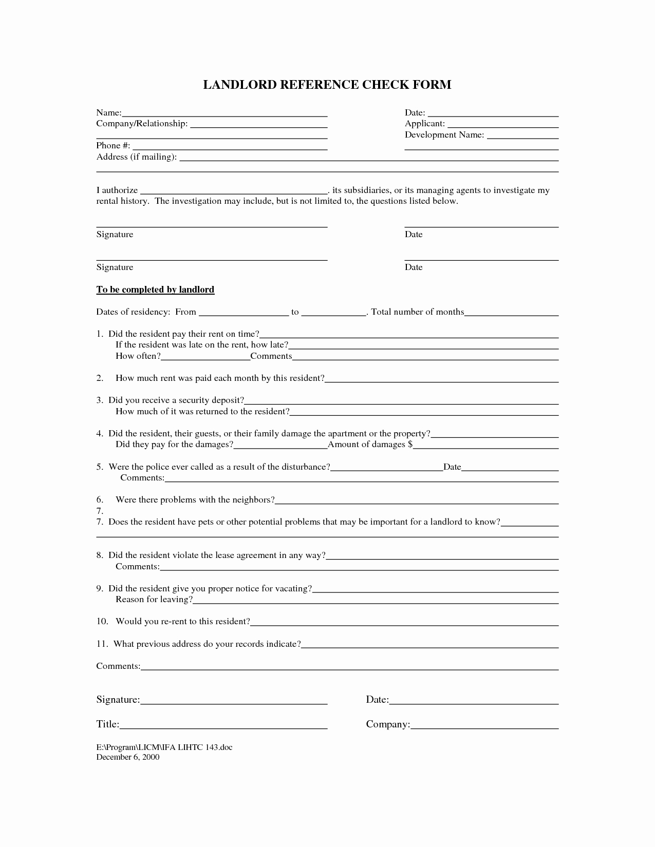 Landlord Verification form Template New Best S Of Landlord Verification form Free Rental