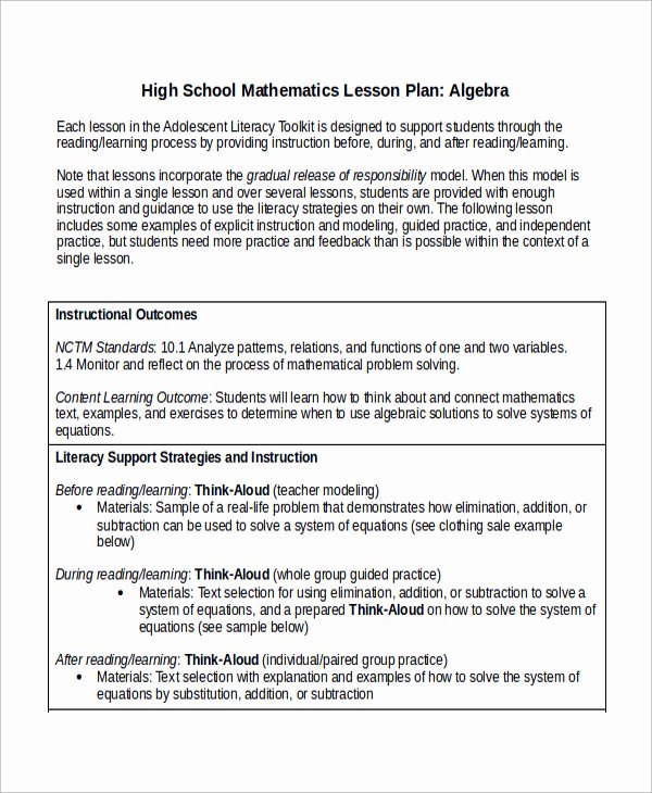 Lesson Plan Template College Awesome Lesson Plan Template High School Math – Printable Schedule