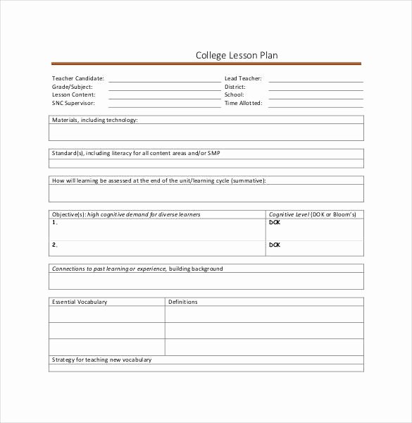 Lesson Plan Template College Best Of 59 Lesson Plan Templates Pdf Doc Excel