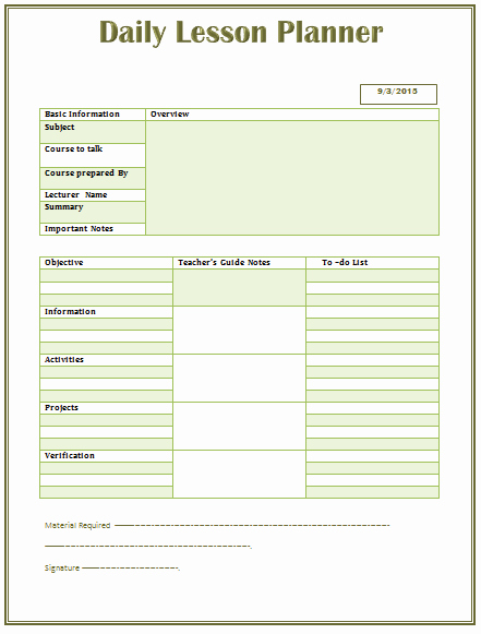 Lesson Plan Template College Lovely Daily Lesson Plan Template for Middle and High School