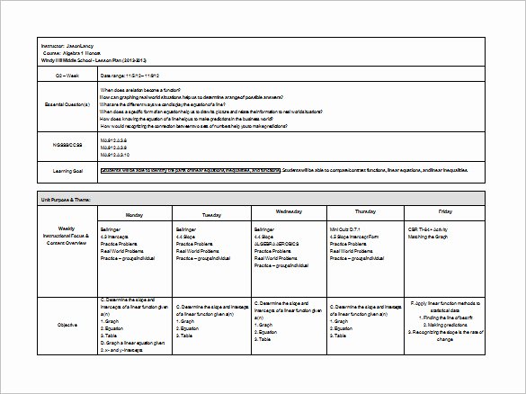 Lesson Plan Template College Lovely Middle School Lesson Plan Template 7 Free Word Excel