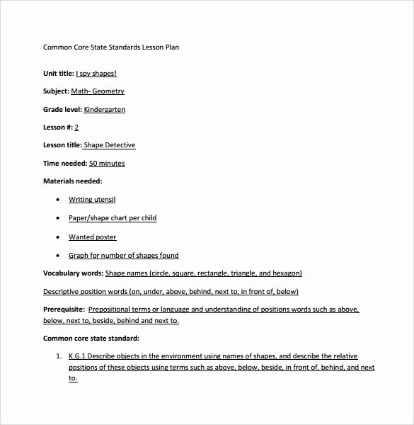 Lesson Plan Template Common Core Best Of 9 Mon Core Lesson Plan Samples