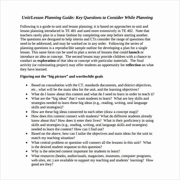 Lesson Plan Template Common Core Fresh Sample Unit Lesson Plan 7 Documents In Pdf Word