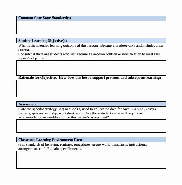 Lesson Plan Template Common Core New Free 9 Mon Core Lesson Plan Samples In Google Docs