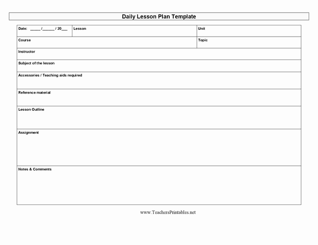 Lesson Plan Template Daily Fresh Daily Lesson Plan Template