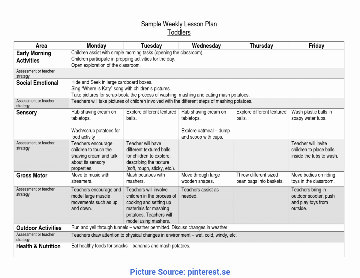 Lesson Plan Template Daily Inspirational Excellent Infant Lesson Plan Creative Curriculum High