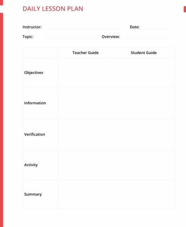 Lesson Plan Template Daily Luxury 14 Sample Printable Lesson Plans Pdf Word Apple Pages