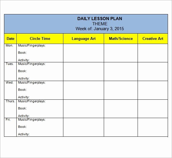 Lesson Plan Template Daily Luxury Free 10 Sample Preschool Lesson Plan Templates In Google