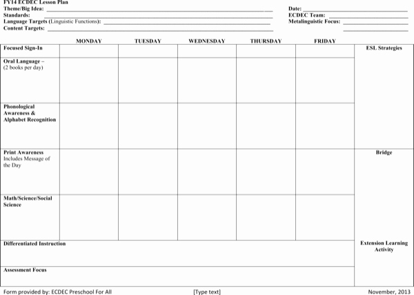 Lesson Plan Template Free Printable Elegant Download Printable Preschool Lesson Plan Template for Free