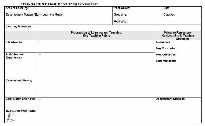 Lesson Plan Template Word Doc Lovely Lesson Plan Template for Eyfs