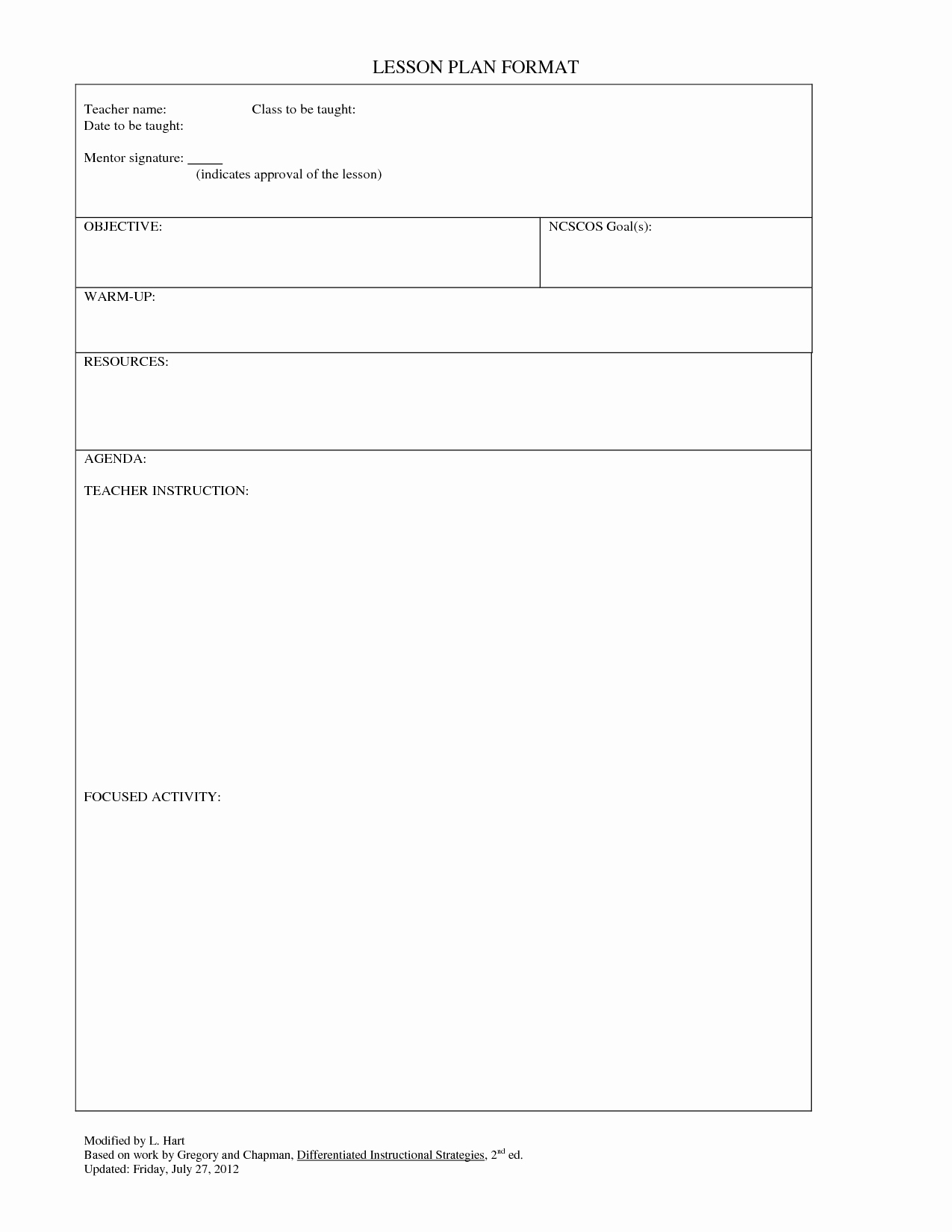 Lesson Plans Blank Template Elegant Blank Lesson Plans for Teachers