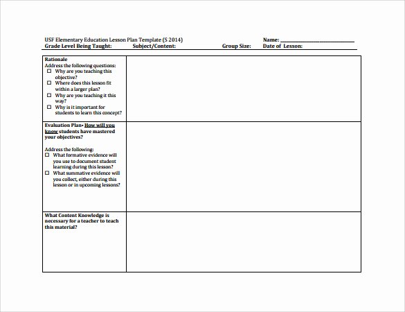 Lesson Plans Template Elementary Awesome Sample Elementary Lesson Plan 9 Documents In Pdf