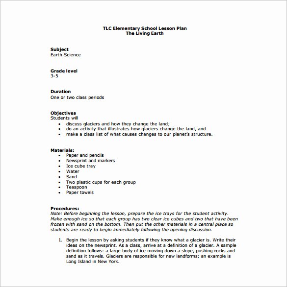 Lesson Plans Template Elementary Luxury Elementary Lesson Plan Template 11 Free Word Excel