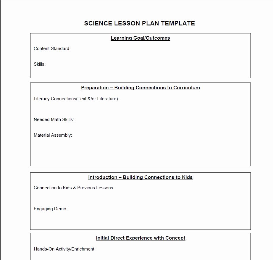 Lesson Plans Template Elementary Luxury Science Lesson Plan Template